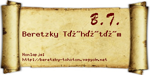 Beretzky Töhötöm névjegykártya